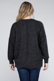 Plus Size Oversized Melange Drop Shoulder Sweater