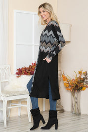 Women's Casual Mixed Media Maxi Cardigan