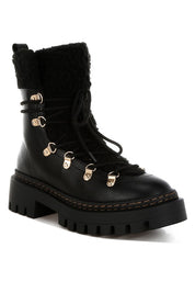 Women's Cozy Fleece & Faux Leather Winter Boots