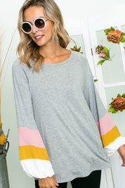 Women's Casual Loose Fit Colorblock Tunic Top