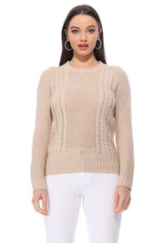 Women's Vintage Cable Knit Long Sleeve Sweater Pullover