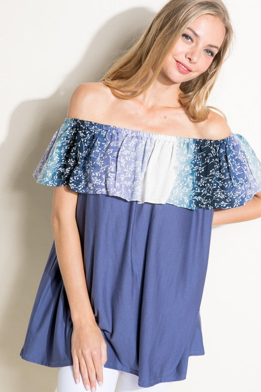 Women's Ombre Tie Dye Off Shoulder Top