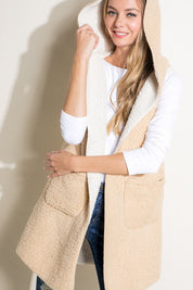 Plus Size Oversized Sherpa Fleece Vest with Pockets