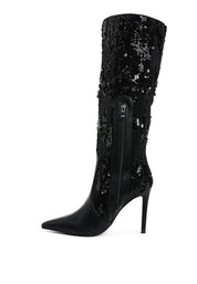 Women's Sequin Embellished Stiletto Long Boots