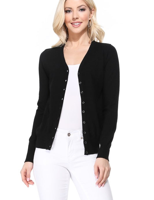 Women's V-Neck Button Down Knit Cardigan Sweater