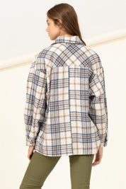 Women's Checkered Print Button-Front Top