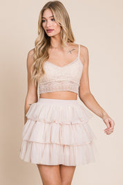 Women's Tiered Mesh Mini Skirt