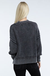 Women's Oversized Cropped Sweater with Side Slits