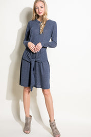 Women's Casual Mini Dress with Tie Front Detail