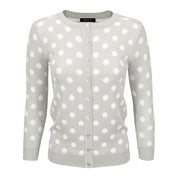 Women's Polka Dot Jacquard 3/4 Sleeve Cardigan Sweater