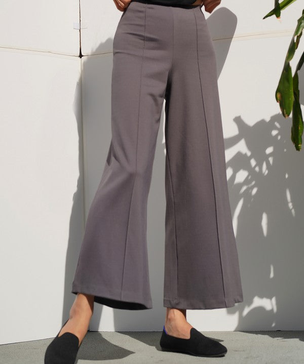 PONTE WIDE LEG ANKLE LENGTH PANTS