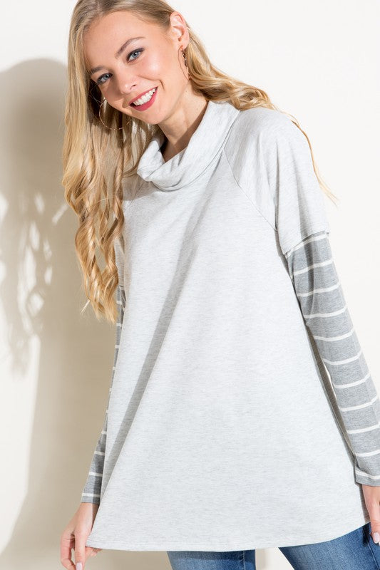 Women's Casual Loose Fit Turtle Neck Top