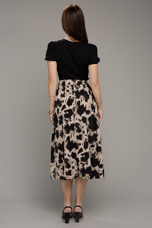 Women's High Waist Floral Print Midi Skirt