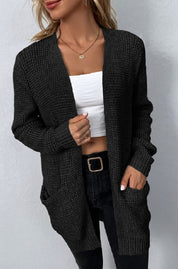 Women's Open Front Waffle Knit Cardigan