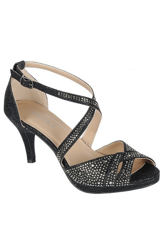 Women Ankle Cross Strap Medium Heel