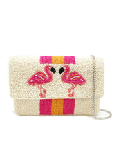 Flamingo And Stripes Bead Clutch Bag Lmc 128