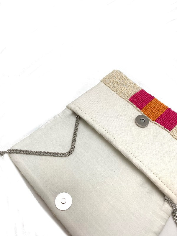 Flamingo And Stripes Bead Clutch Bag Lmc 128
