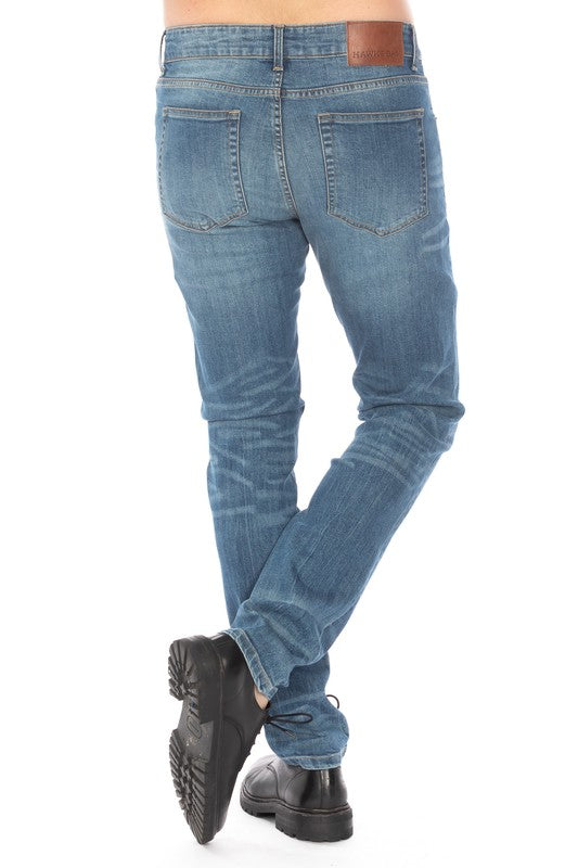 Distressed Slim Taper Denim Jeans