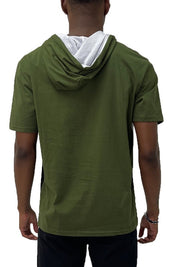 Solid Color Block Short Sleeve Hoodie