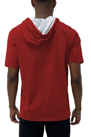 Solid Color Block Short Sleeve Hoodie