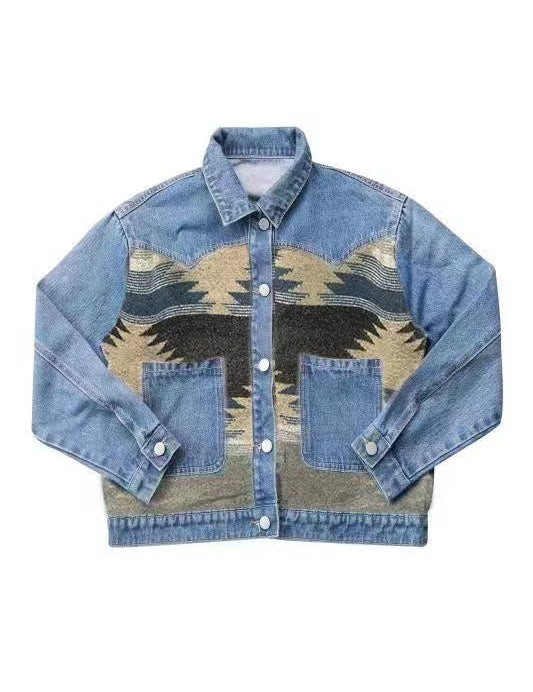 Contrast Denim Western Jacket