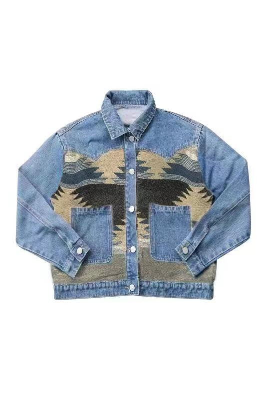 Contrast Denim Western Jacket