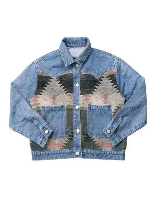 Contrast Denim Western Jacket