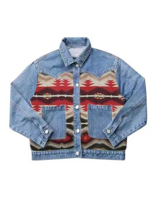 Contrast Denim Western Jacket