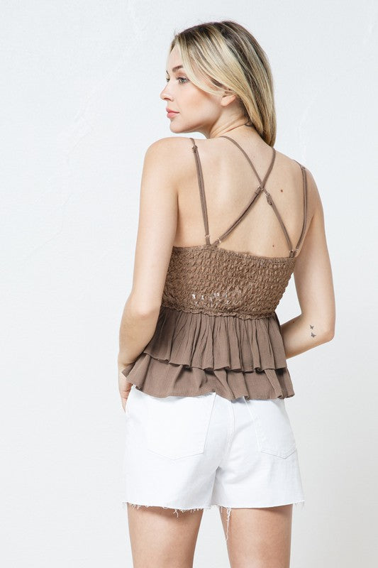 Brown Laced Top