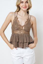 Brown Laced Top