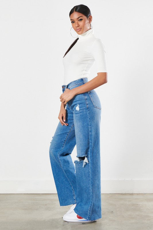 Distressed Wide Leg Jeans