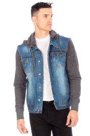 DENIM JACKET WITH HOOD   MEDIUM  BLUE