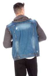 DENIM JACKET WITH HOOD   MEDIUM  BLUE