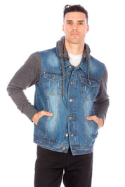 DENIM JACKET WITH HOOD   MEDIUM  BLUE
