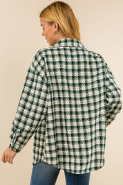 Green Plaid Button Down Jacket
