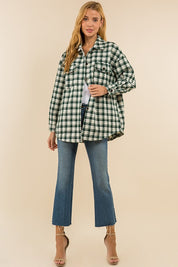 Green Plaid Button Down Jacket