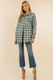 Green Plaid Button Down Jacket