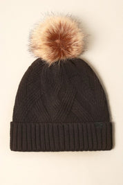Winter Satin Lined Chevron Knit Beanie Hat
