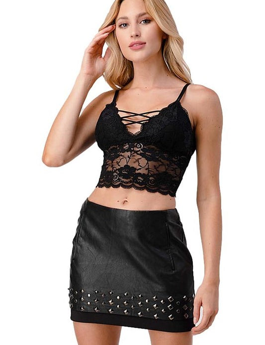 Casual Mid Rise Faux Leather Mini Skirt