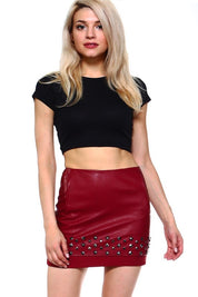 Casual Mid Rise Faux Leather Mini Skirt