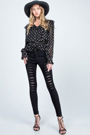 DISTRESSED MID RISE SKINNY