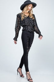 DISTRESSED MID RISE SKINNY
