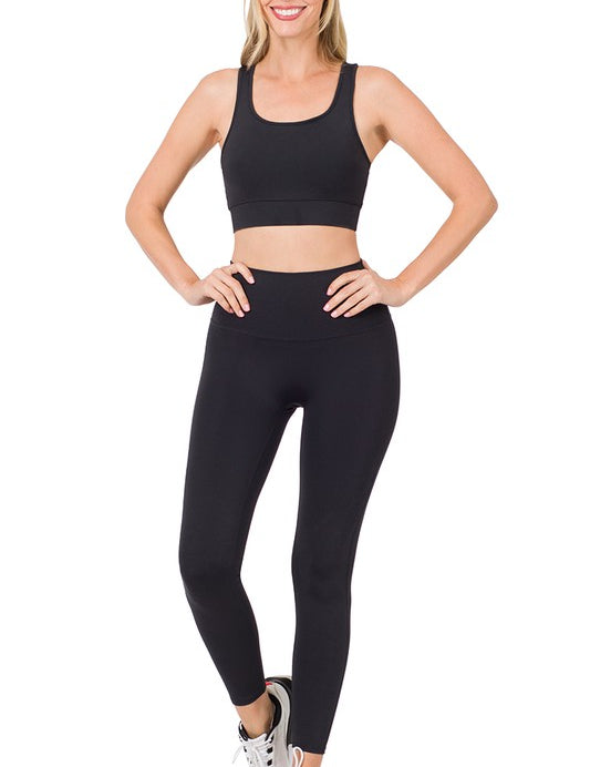 ATHLETIC RACERBACK TANK TOP & LEGGINGS SET