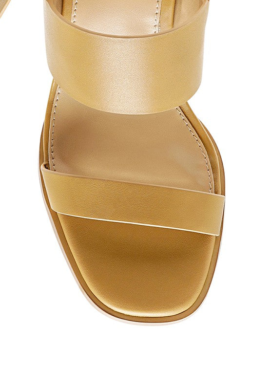 Rag&Co Gertude Slingback Block Heel Leather Sandal