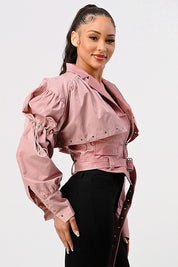 DETACHABLE TWO PCS DUSTY PINK JACKET
