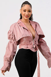 DETACHABLE TWO PCS DUSTY PINK JACKET