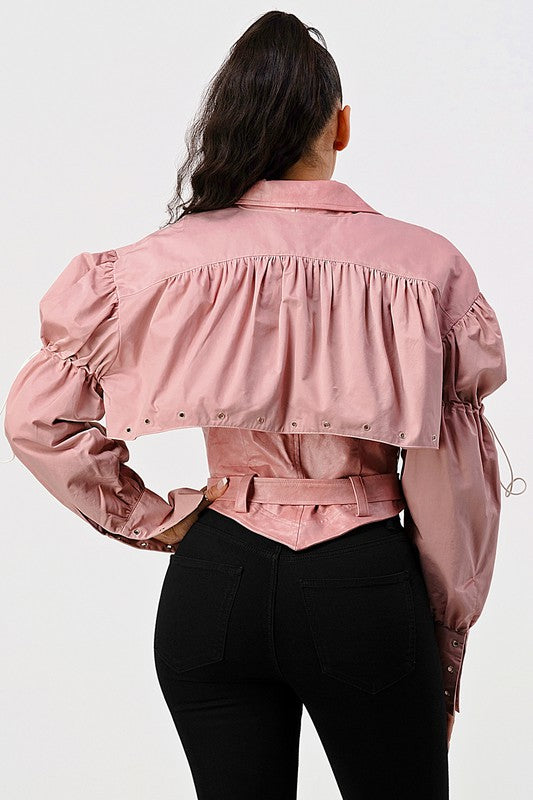 DETACHABLE TWO PCS DUSTY PINK JACKET