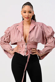 DETACHABLE TWO PCS DUSTY PINK JACKET