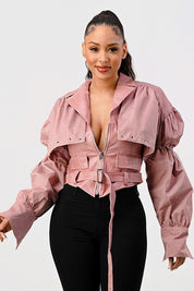 DETACHABLE TWO PCS DUSTY PINK JACKET