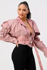DETACHABLE TWO PCS DUSTY PINK JACKET